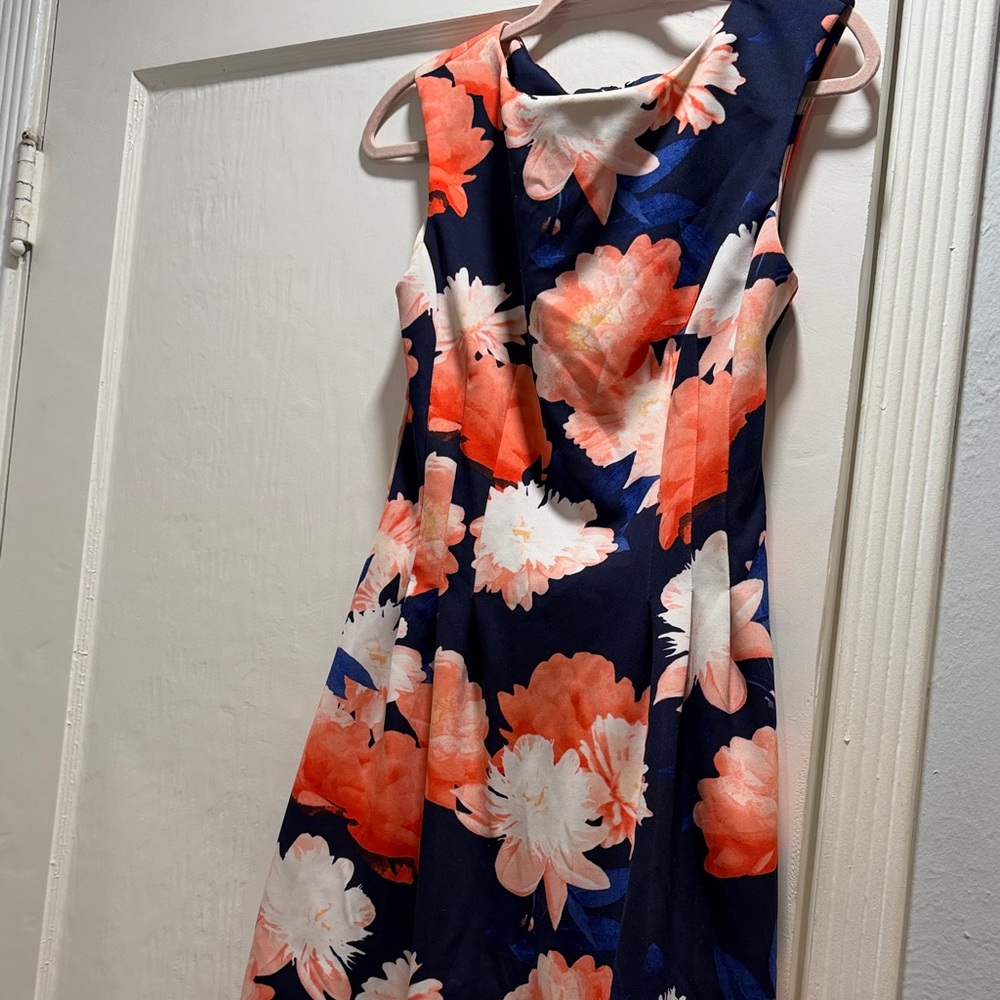 Vince Camuto Floral Midi Dress - Navy and Coral